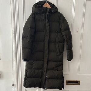Theory Army Green Puffer Coat with Hood